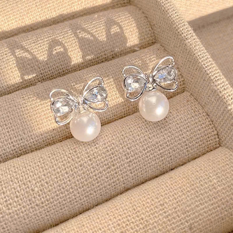 Bông Tai Màu Bạc Nơ Xinh - Chân Bạc s925