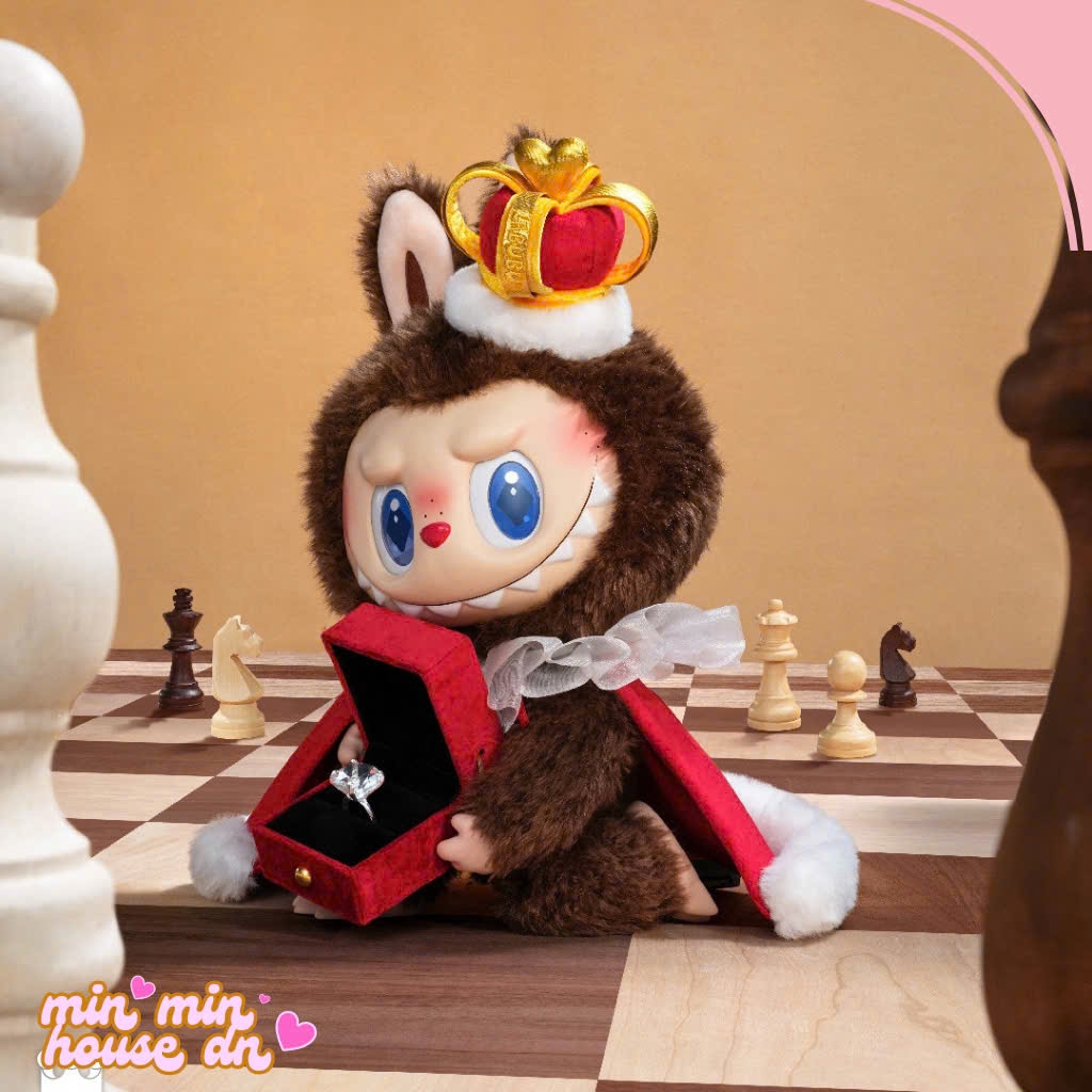POP MART THE MONSTERS Let 's Checkmate Series-Vinyl Plush Doll - Labubu King 38cm