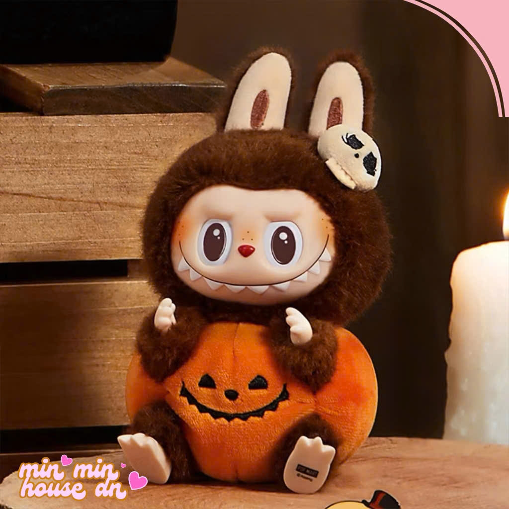 POP MART Happy Halloween Party Series-Sitting Pumpkin Vinyl Plush Pendant 17cm - Labubu bí ngô