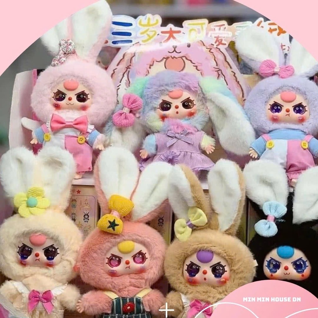 Blind box Baby three BB3 Macaron thỏ nhỏ có móc khóa treo