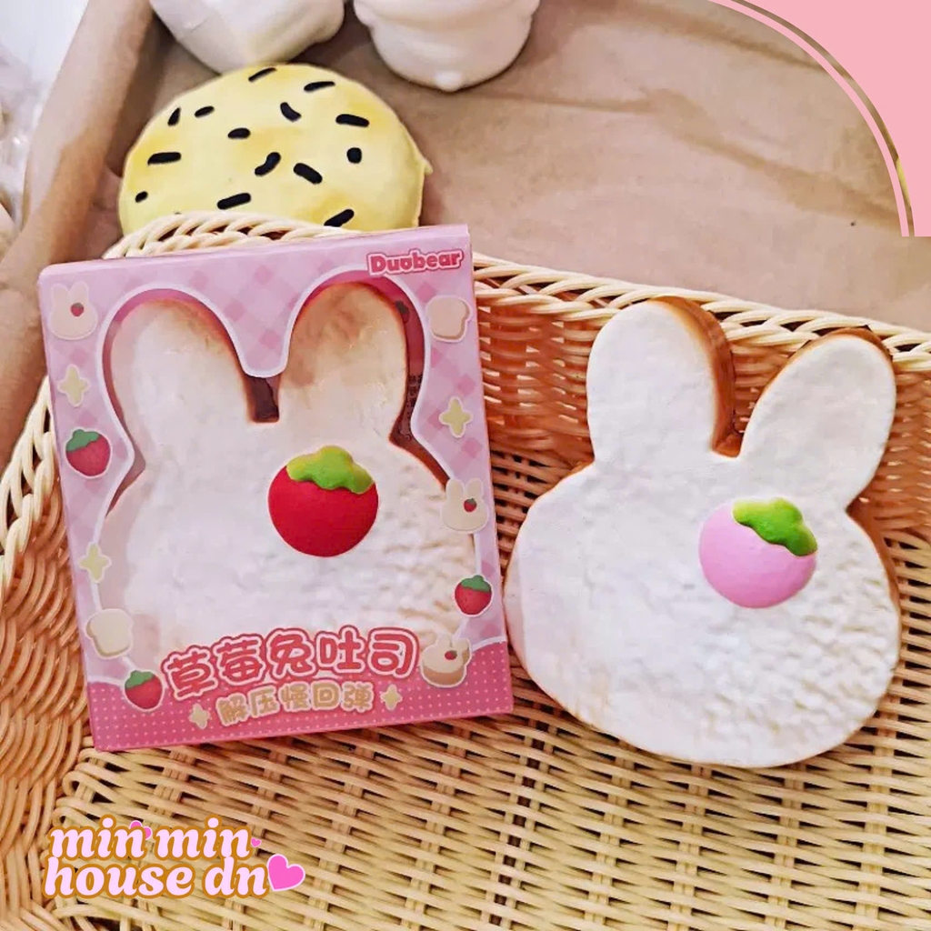 Squishy HT Tai Thỏ Dâu Tây Chậm Tăng