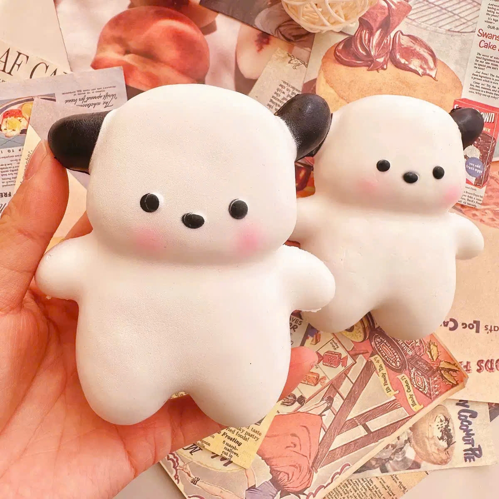 Squishy HT Chú chó trắng tai đen