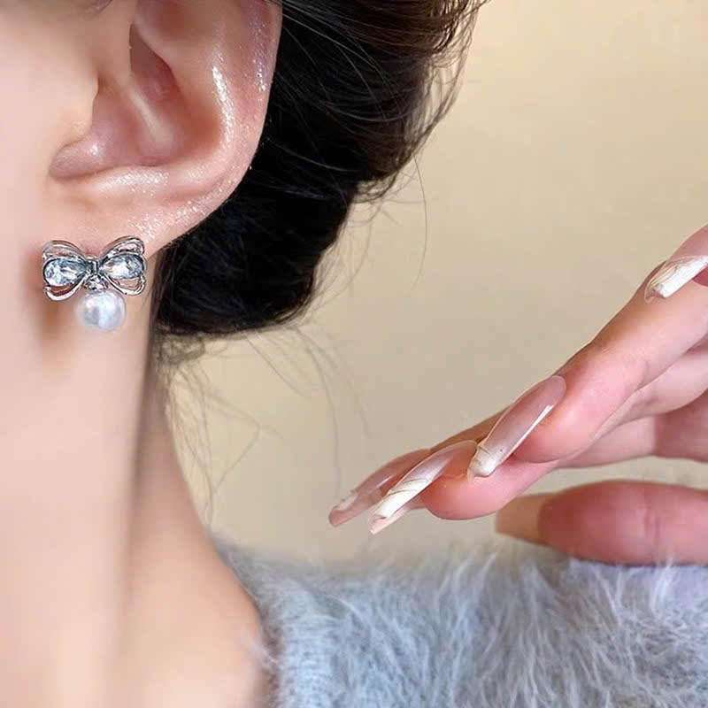 Bông Tai Màu Bạc Nơ Xinh - Chân Bạc s925