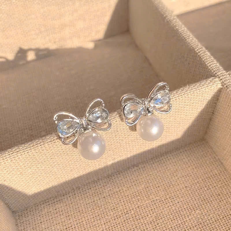 Bông Tai Màu Bạc Nơ Xinh - Chân Bạc s925