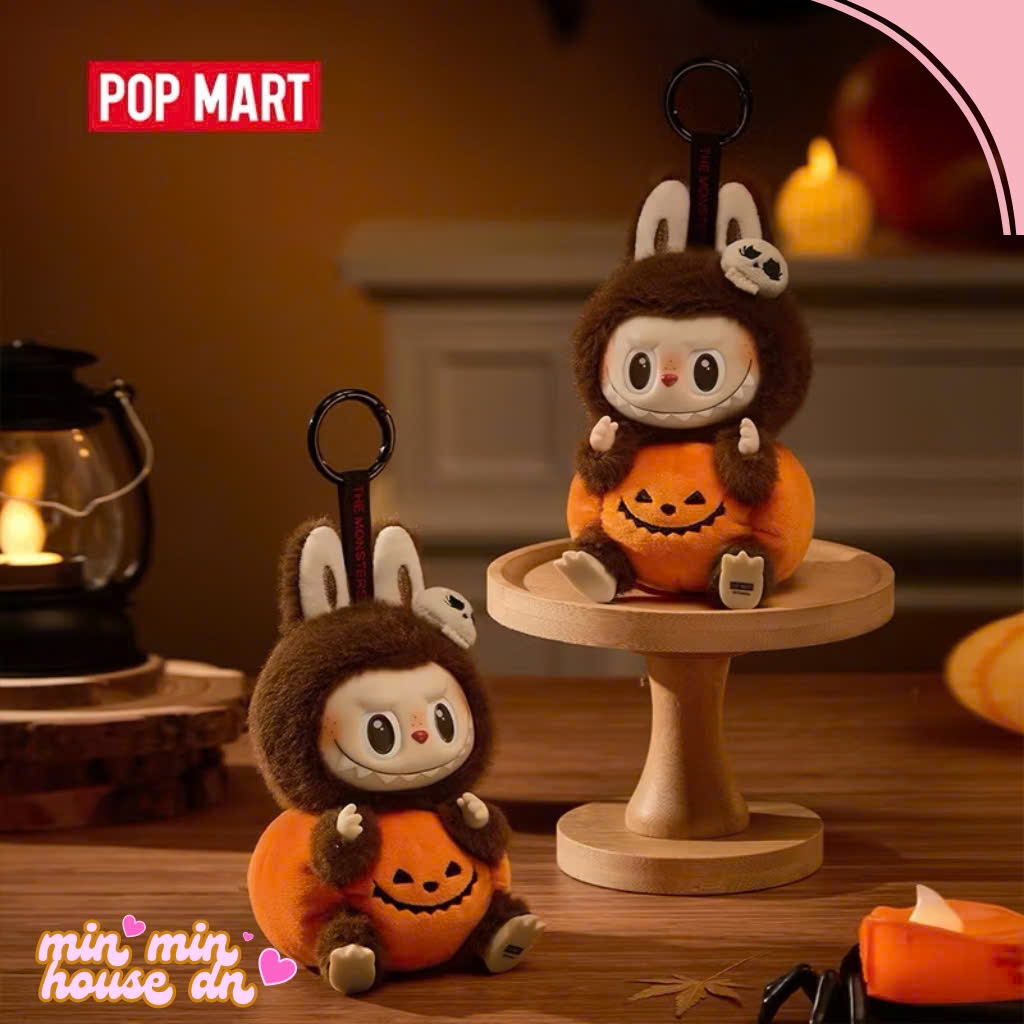 POP MART Happy Halloween Party Series-Sitting Pumpkin Vinyl Plush Pendant 17cm - Labubu bí ngô