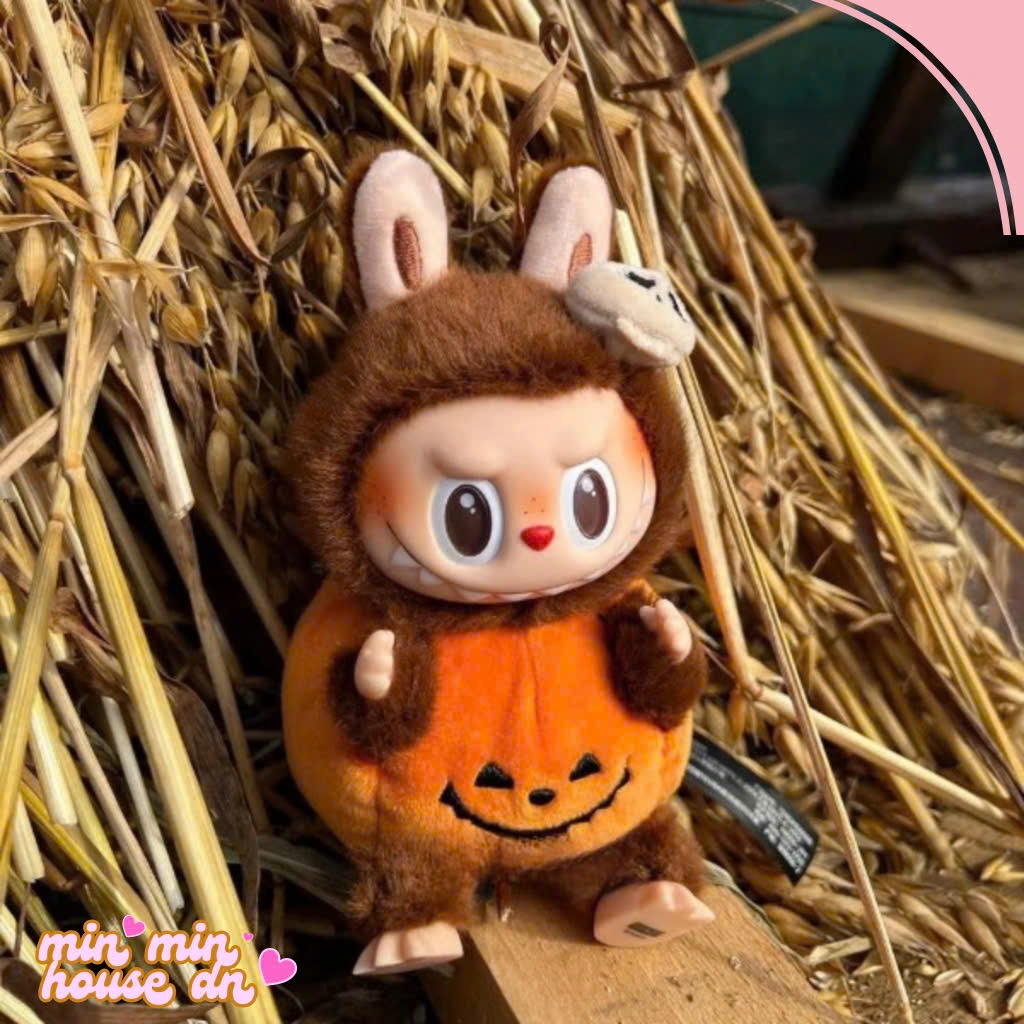 POP MART Happy Halloween Party Series-Sitting Pumpkin Vinyl Plush Pendant 17cm - Labubu bí ngô