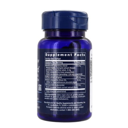 Hỗ trợ mắt MacuGuard với Astaxanthin Life Extension (60 viên)