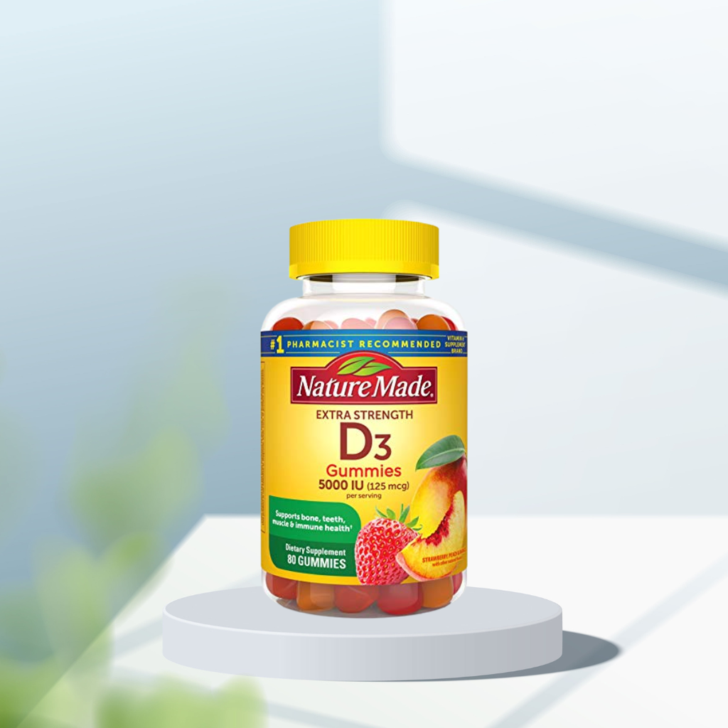 Kẹo dẻo Vitamin D3 cho người lớn 5000 IU, 125 mcg Nature Made (80 viên)