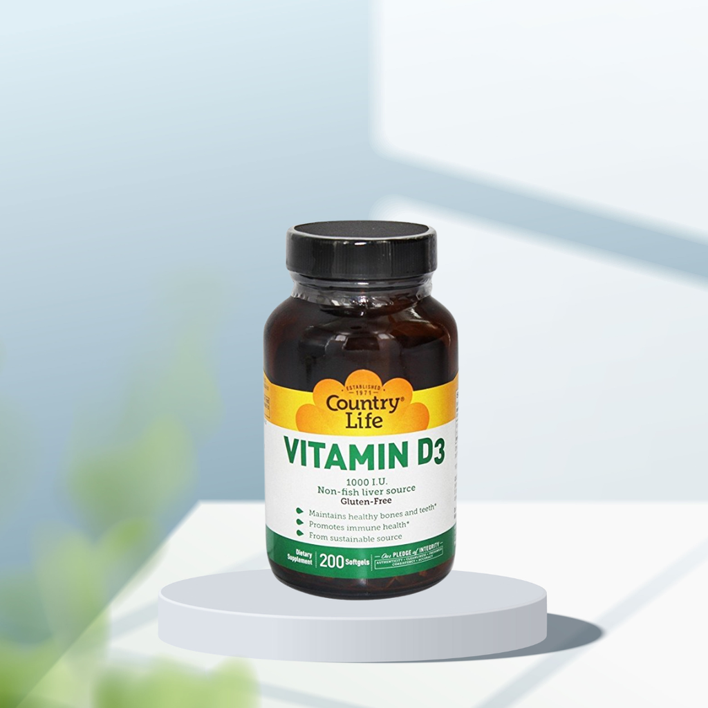Viên uống Vitamin D3 1000 IU của Country Life (200 viên)