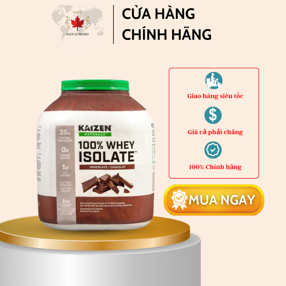 Sữa Tăng Cơ Whey Protein Isolate Kaizen vị Socola hoặc Vanilla (2kg) - Hàng order