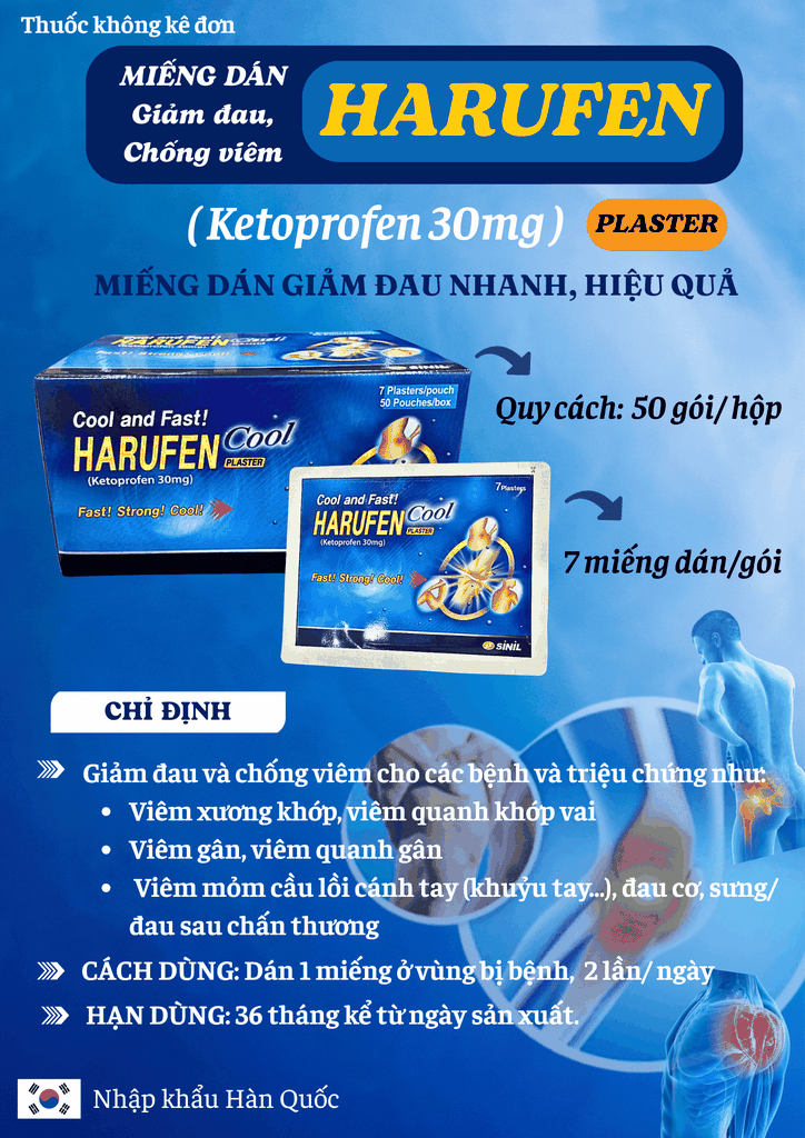 HARUFEN - Miếng dán Giảm đau, Chống viêm tại chỗ