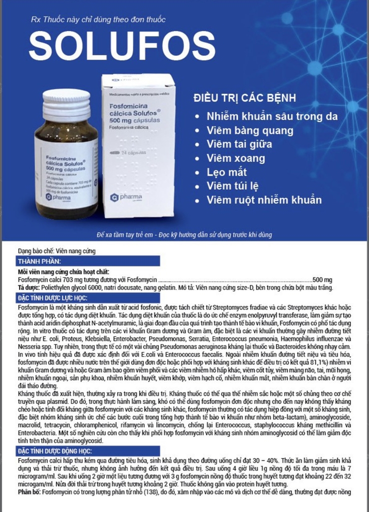 SOLUFOS- Điều trị nhiễm khuẩn, viêm bàng quang, viêm xoang...