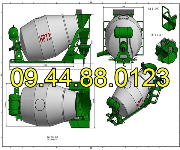 Bồn trộn bê tông 3 m3