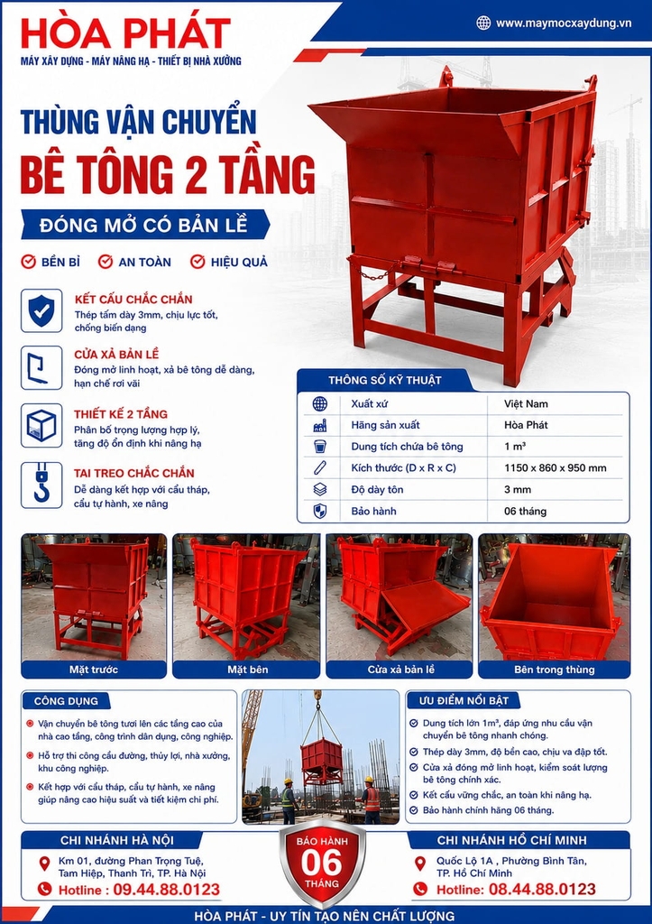 Thùng vận chuyển bê tông 1 khối