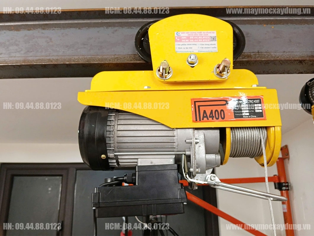 Combo Tời điện mini PA400 cọn chạy 1 tấn điều khiển từ xa