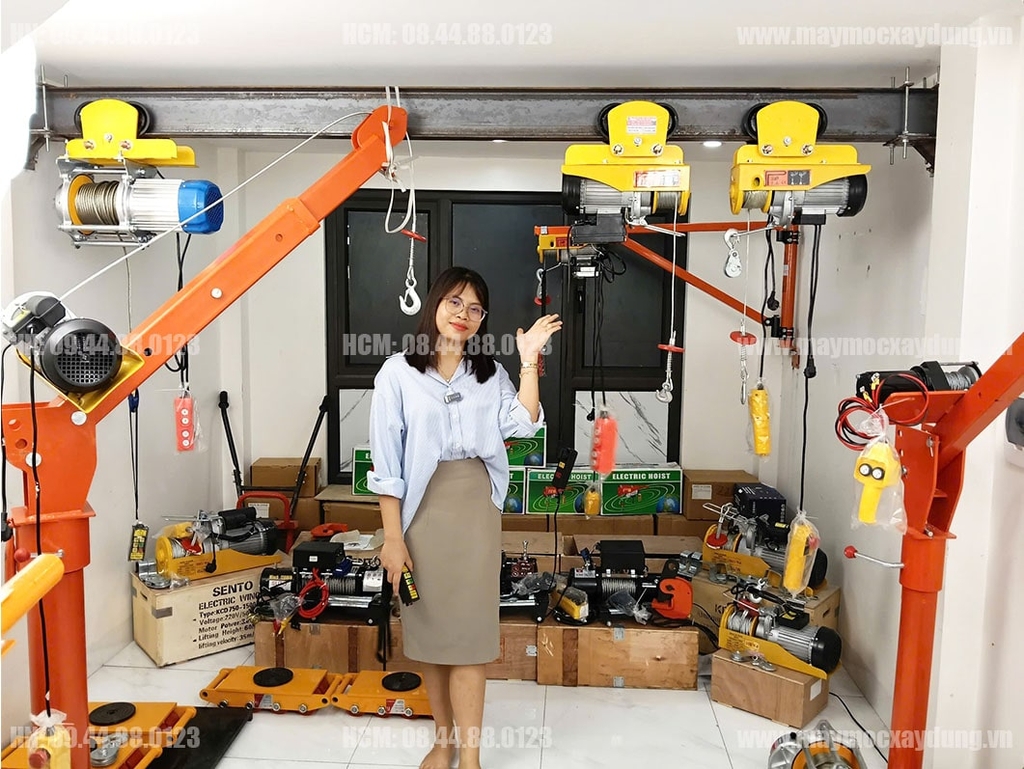 Combo Tời điện mini PA400 cọn chạy 1 tấn điều khiển từ xa