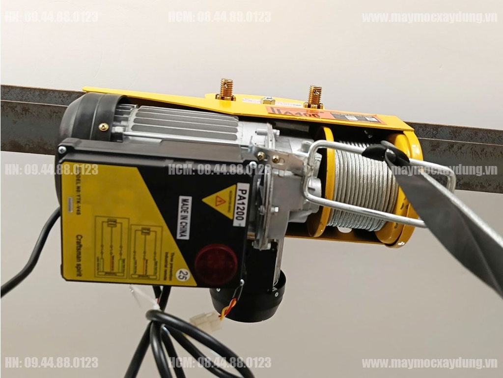 Combo Tời điện mini PA400 cọn chạy 1 tấn điều khiển từ xa