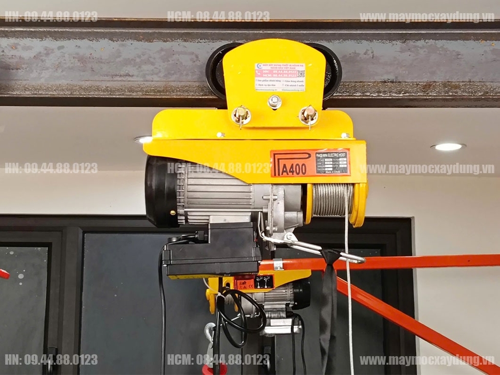 Combo Tời điện mini PA400 cọn chạy 1 tấn điều khiển từ xa