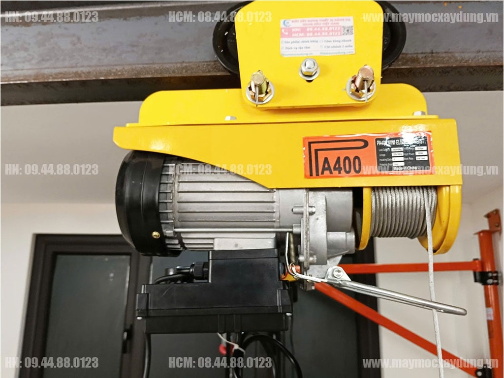 Combo Tời điện mini PA400 cọn chạy 1 tấn điều khiển từ xa