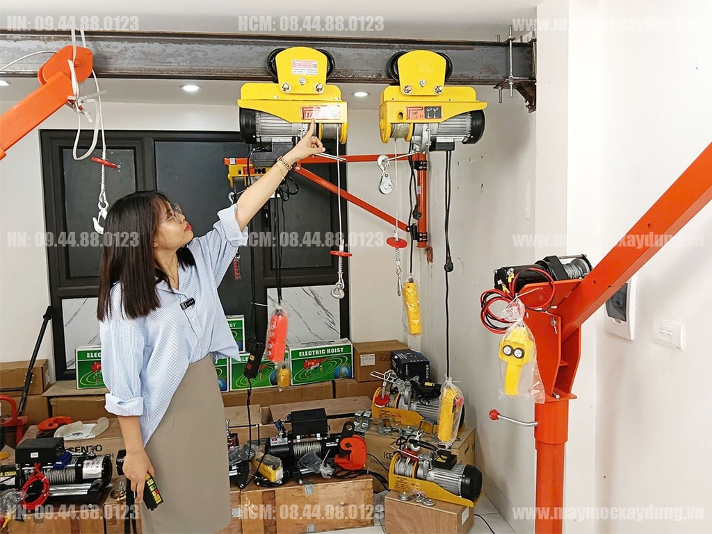 Combo Tời điện mini PA400 cọn chạy 1 tấn điều khiển từ xa