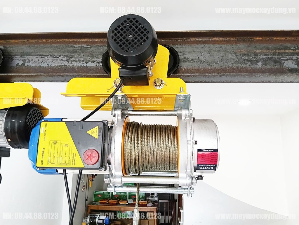 Combo Tời KCD750-1500 30m 35 m/p và cọn chạy 1 tấn có điều khiển từ xa