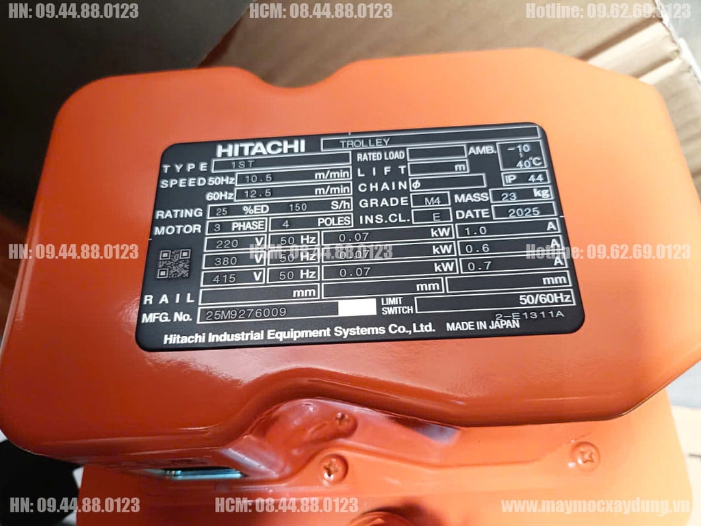 Cụm di chuyển Pa lăng xích điện Hitachi 1 tấn 1ST