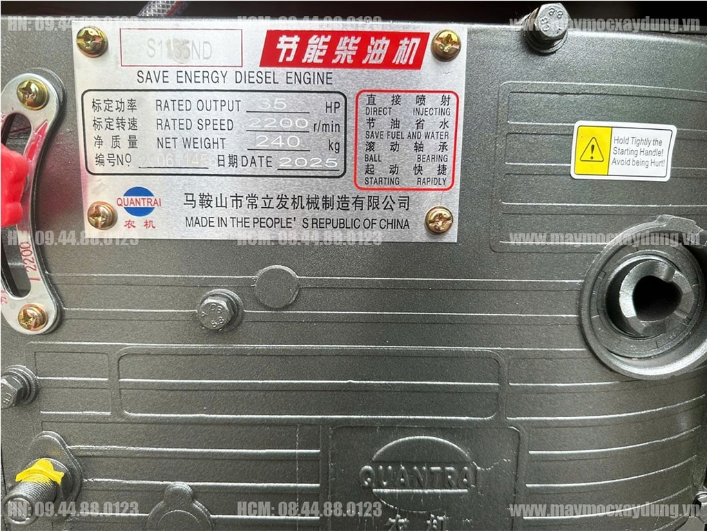 Đầu nổ Diesel QuanTrai D35 S1135ND gió đề