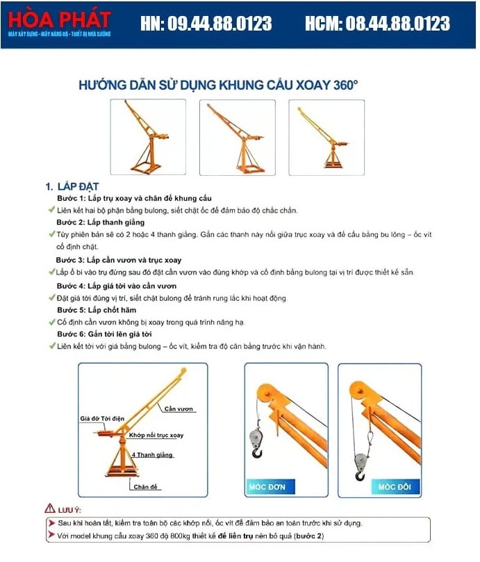 Khung cẩu xoay 360 độ 500kg