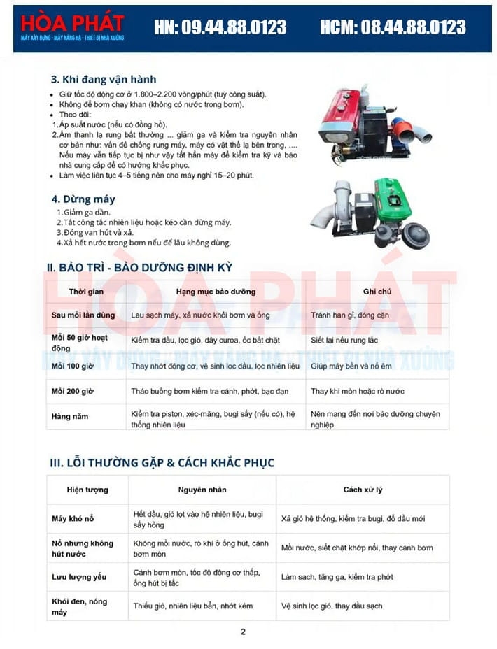 Máy bơm nước đầu nổ D30 30HP 300-360m3/h nước quay tay
