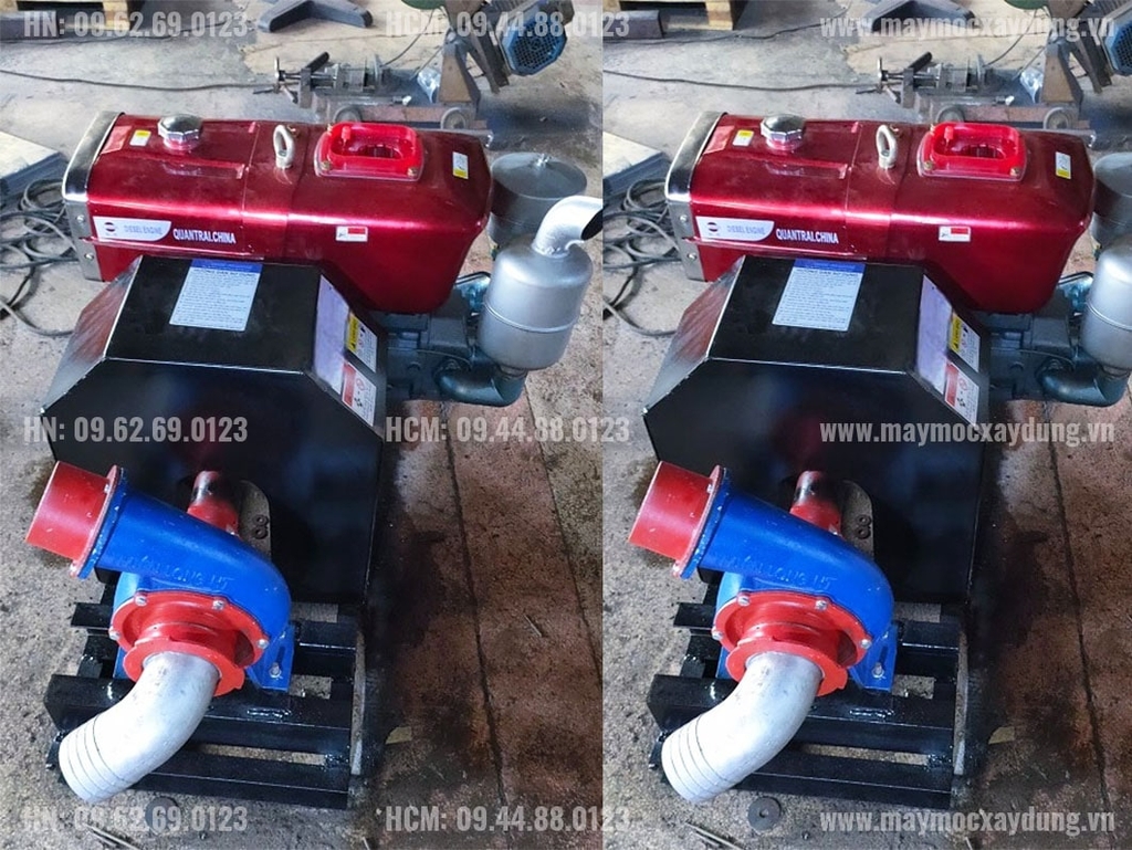 Máy bơm nước đầu nổ D6 6HP gió quay tay đầu bơm phi 76