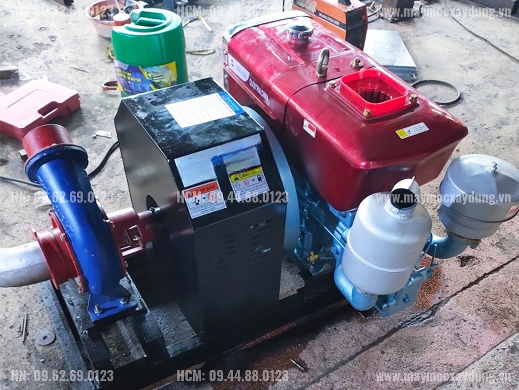 Máy bơm nước đầu nổ D6 6HP nước quay tay đầu bơm phi 76