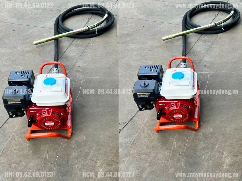 Máy đầm dùi chạy xăng lắp động cơ Niki 200 6.5HP