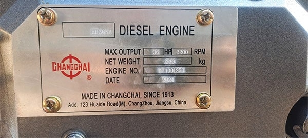 Đầu nổ Diesel Chang Chai D36 EH36NM làm mát bằng gió đề