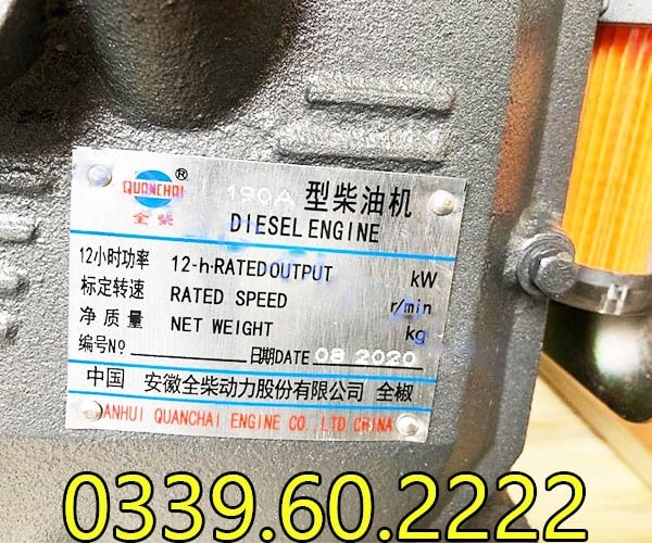 Đầu nổ Diesel QuanTrai D10 190AD làm mát bằng nước đề