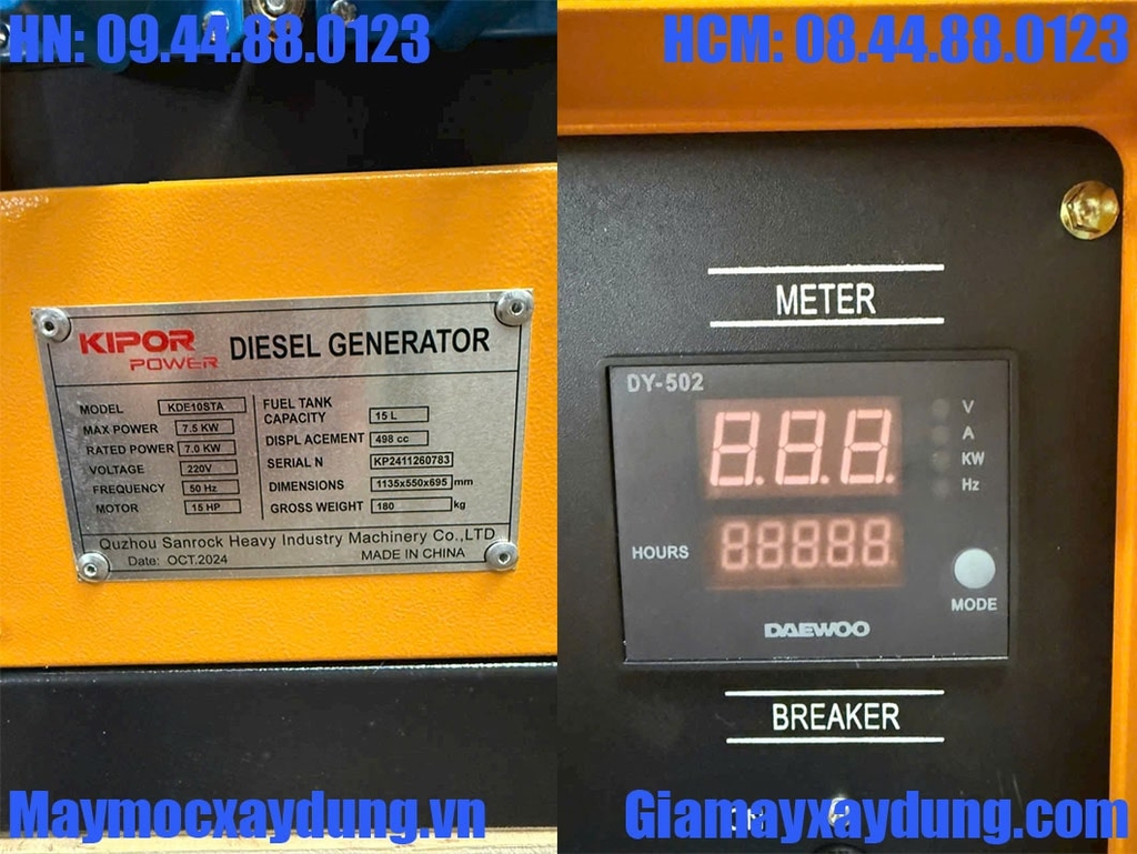 Máy phát điện chạy dầu Kipor 7KW KDE10STA