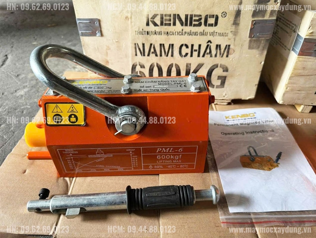 Nam châm cẩu hàng tay gạt 600kg  PML-6