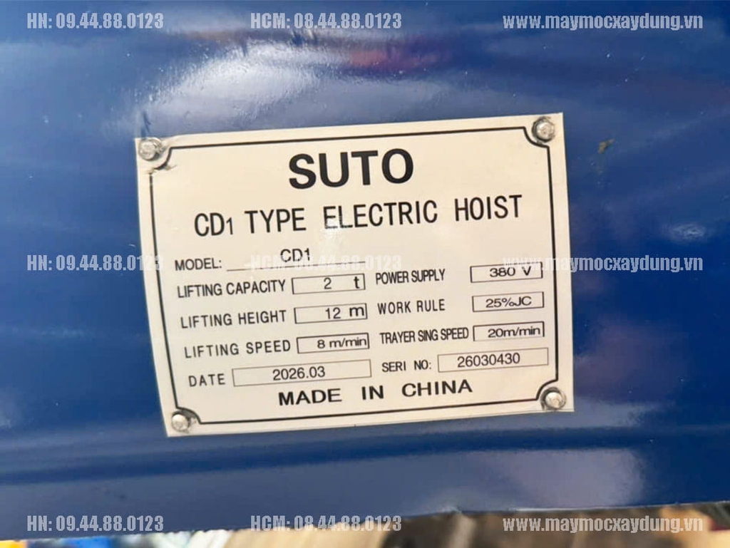 Pa lăng cáp điện Trung Quốc 2 tấn 24m CD1 380V