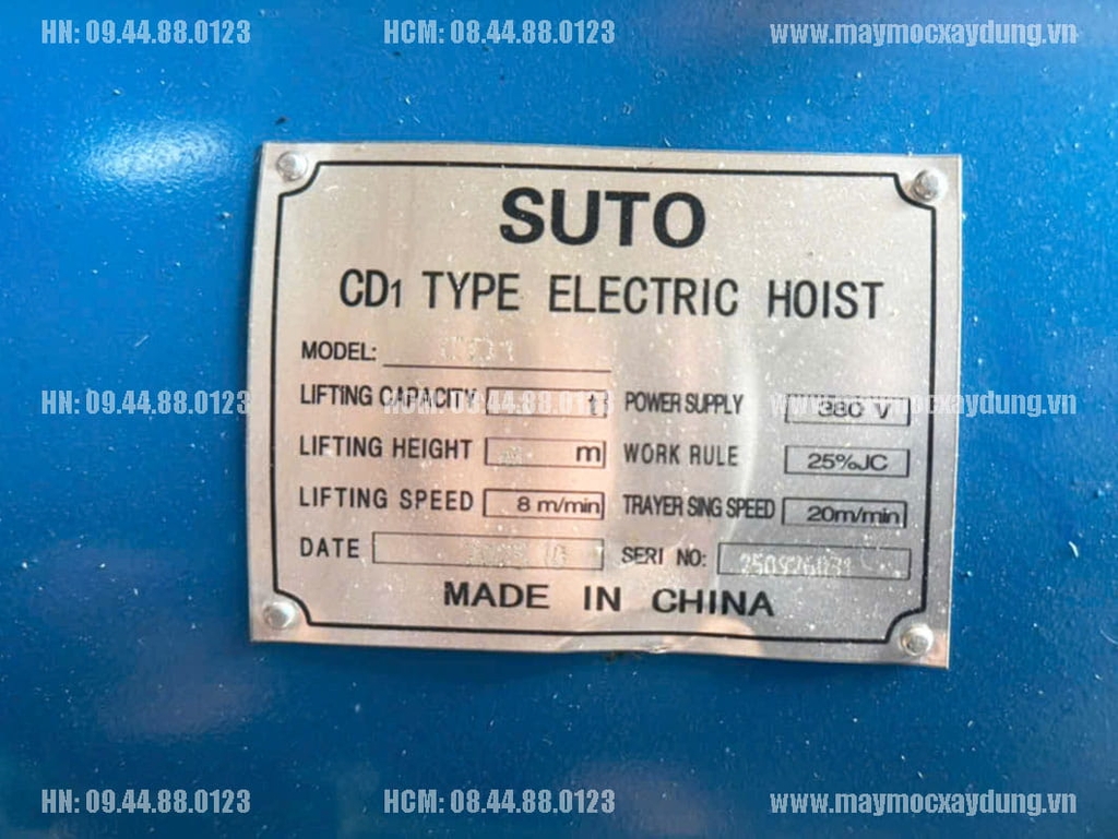 Pa lăng cáp điện Trung Quốc 5 tấn 6m CD1 380V