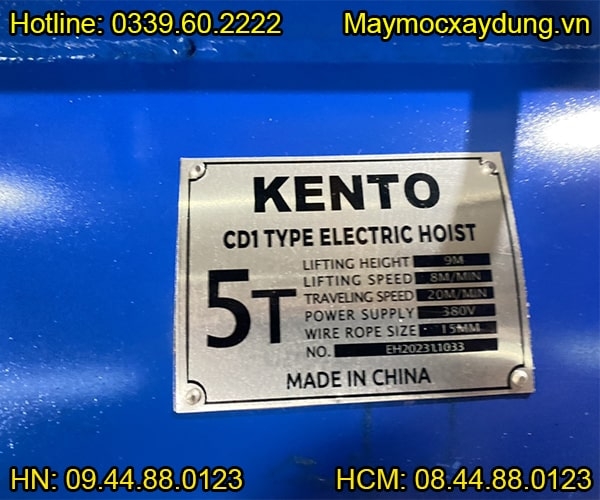 Pa lăng cáp điện Kento 5 tấn 18m