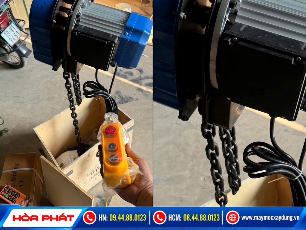 Pa lăng xích điện Bison 2 tấn 6m 220V lắp con chạy điện