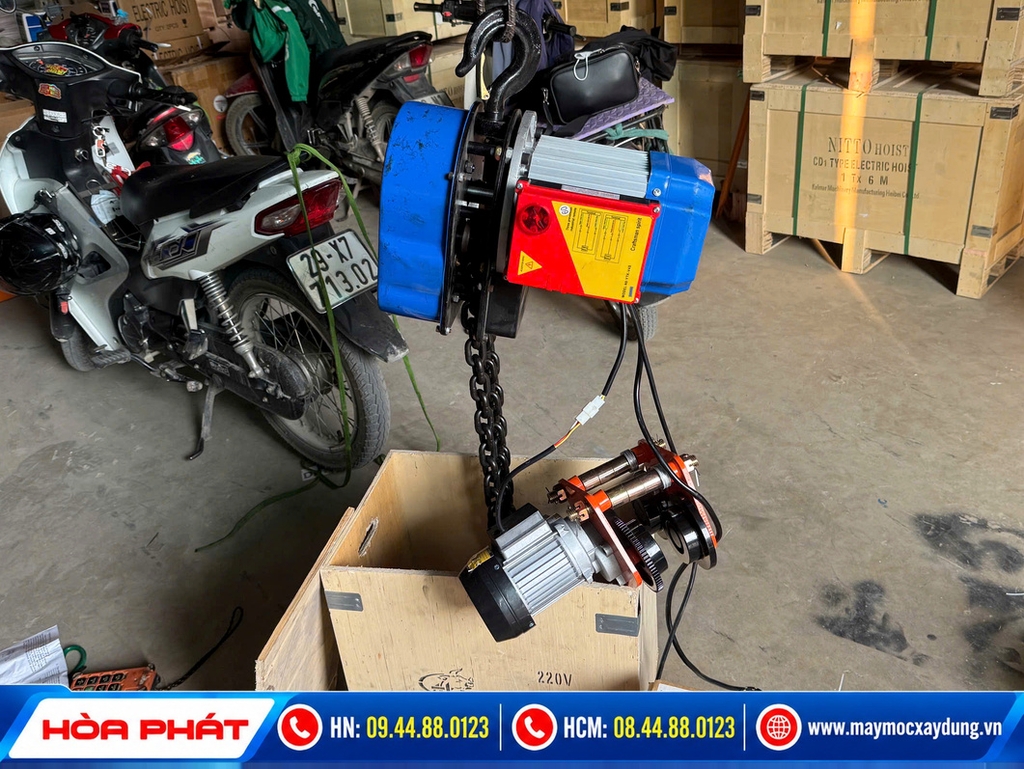 Pa lăng xích điện Bison 2 tấn 6m 220V lắp con chạy điện