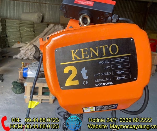 Pa lăng xích điện cố định Kento 2 tấn 6m HHBB02-02 380V