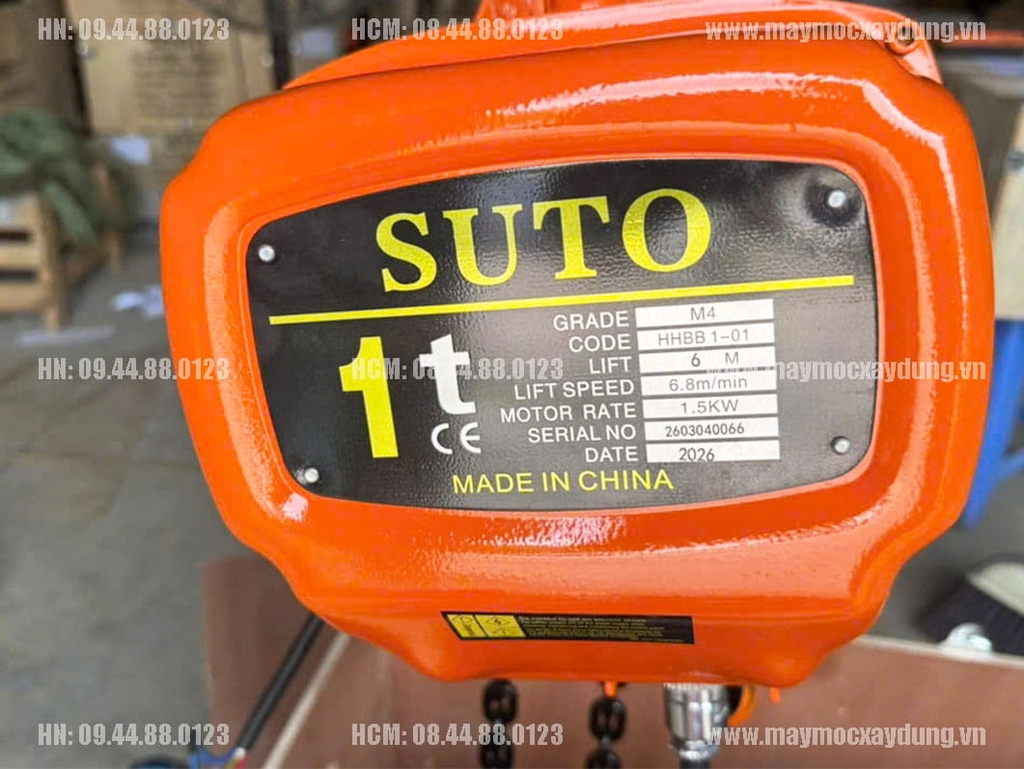 Pa lăng xích điện di chuyển 1 tấn 6m HHBB01-02 380V