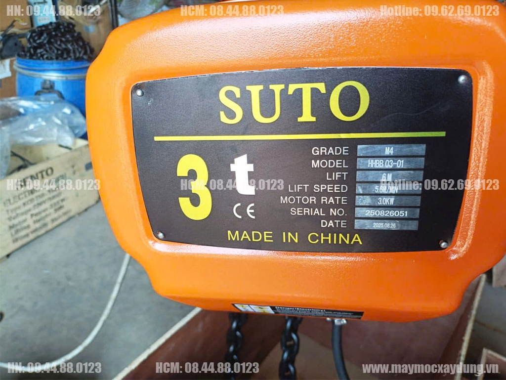 Pa lăng xích điện di chuyển 3 tấn 6m HHBB03-02 380V