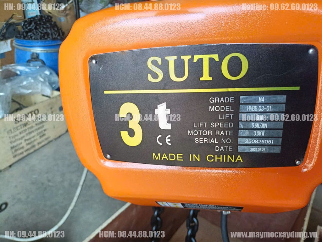 Pa lăng xích điện cố định 3 tấn 6m HHBB03-02 380V