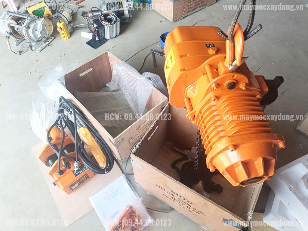 Pa lăng xích điện di chuyển 500kg 6m 7.2 mét/phút 380V HHBB0.5-01
