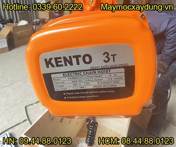 Pa lăng xích điện di chuyển Kento 3 tấn 6m HHBB03-01 380V