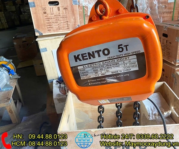 Pa lăng xích điện di chuyển Kento 5 tấn 9m HHBB05-02 380V
