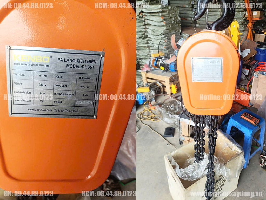 Pa lăng xích điện Kenbo 5 tấn 6m DHS5 220V