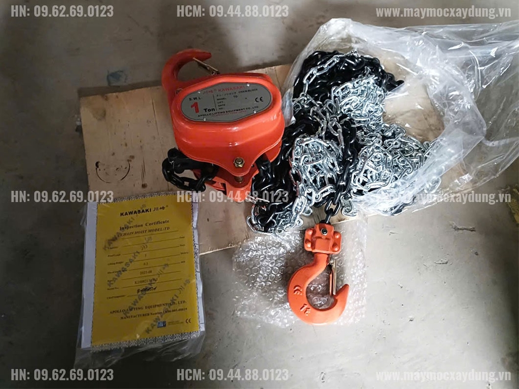 Pa lăng xích kéo tay Kawasaki 1 tấn 5m